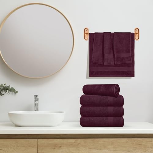 GLAMBURG Ultra Soft 6-Piece Hand Towel Set 16x28-100% Ringspun Cotton - Durable & Highly Absorbent Hand Towels - Ideal for use in Bathroom, Kitchen, Gym, Spa & General Cleaning - Burgundy