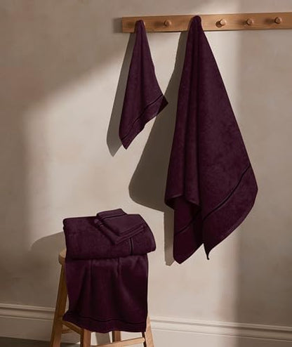 MyOwn Ultra Soft 6 Pack Cotton Towel Set, Contains 2 Bath Towels 28x55 inch, 2 Hand Towels 16x24 inch & 2 Wash Coths 12x12 inch, Ideal Everyday use, Compact & Lightweight - Burgundy