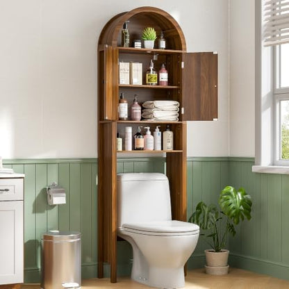 Arched Over The Toilet Storage Cabinet with Acrylic Doors, Bathroom Shelf