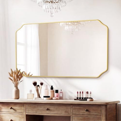 Vanity Bathroom Mirror for Over Sink, 50"x30", Gold Metal Framed