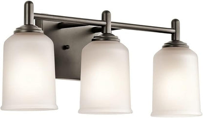 Kichler Shailene 21" 3 Light Vanity Light with Satin Etched Glass in Olde Bronze