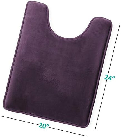 Clara Clark Bathroom Rugs, Velvet Memory Foam Bath Mat, Non-Slip, Machine Washable Bath Rugs - Dries Quickly, Ultra Soft Plush Bath Mats for Bathroom, 20 x 24, Dark Purple