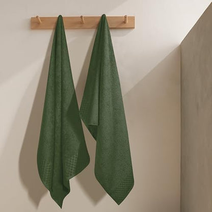 MyOwn Ultra Soft 2 Pack Oversized Bath Towel Set 28x55 inch, Cotton Large Bath Towels, Highly Absorbant Compact Quickdry & Lightweight Towel, Ideal for Gym Travel Camp Pool - Olive Green