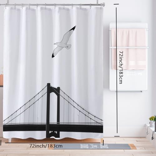LLSCL Fabric Shower Curtain Liner with Magnets, Waterproof Hotel Quality, 72 x 72 Machine Washable