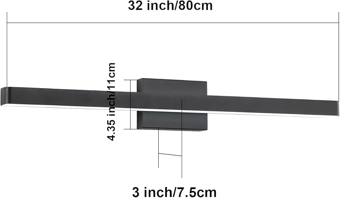 LED Modern Bathroom Vanity Light Fixtures (32-Inch, Cool White 6000K), Modern Acrylic Bathroom Wall Lighting Fixtures for Bathroom Over Mirror, Matte Black