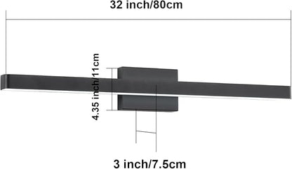 LED Modern Bathroom Vanity Light Fixtures (32-Inch, Cool White 6000K), Modern Acrylic Bathroom Wall Lighting Fixtures for Bathroom Over Mirror, Matte Black