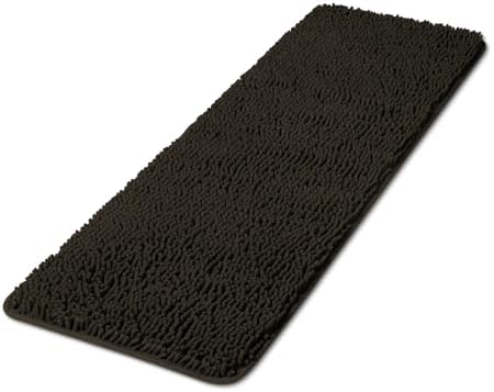 Yeaban Chenille Chocolate Brown Bathroom Runner Rug 17"x47"