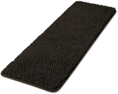 Yeaban Chenille Chocolate Brown Bathroom Runner Rug 17"x47"