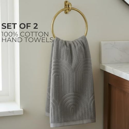 Decorative Hand Towels Set of 2 - Soft Boho Cotton for Bathroom or Kitchen