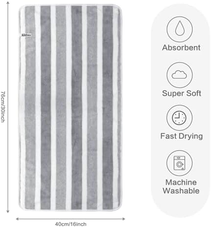 KinHwa Hand Towels for Bathroom, Microfiber Grey Hand Towels, 2 Pack