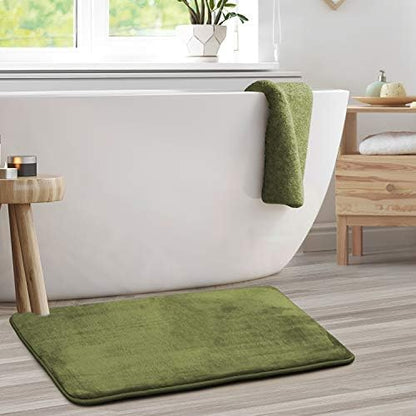 Clara Clark Bathroom Rugs, Velvet Memory Foam Bath Mat, Non-Slip, Machine Washable Bath Rugs - Dries Quickly, Ultra Soft Plush Bath Mats for Bathroom, 20 x 32, Sage Green