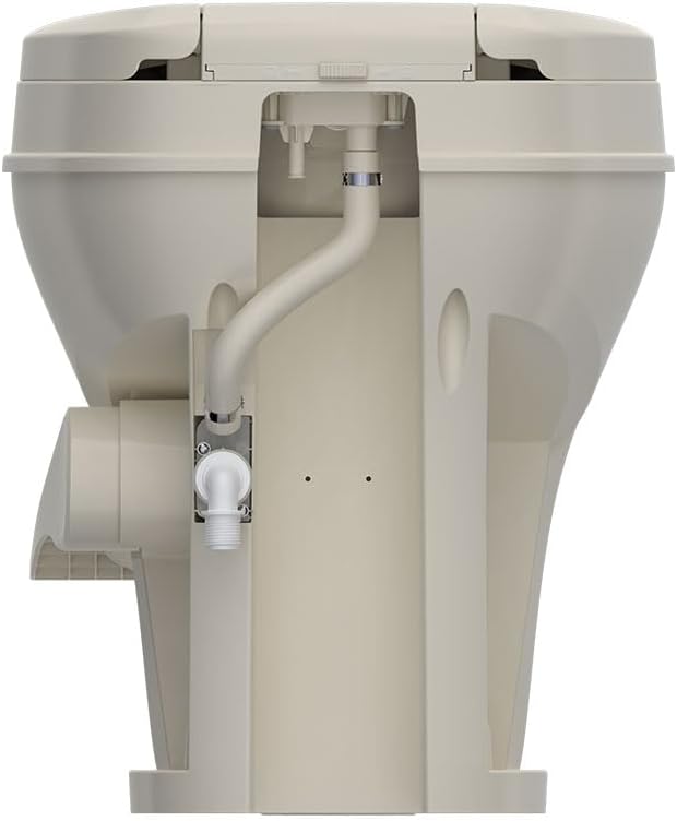 SEAFLO Bone-Colored Residential Height Camper/RV Toilet, 18.5” Height, Gravity Flush, Foot Pedal, Oversized Bowl, Soft-Close Seat, 4-Year Warranty