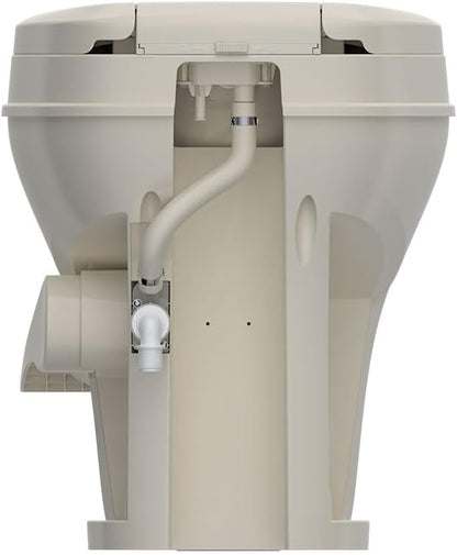 SEAFLO Bone-Colored Residential Height Camper/RV Toilet, 18.5” Height, Gravity Flush, Foot Pedal, Oversized Bowl, Soft-Close Seat, 4-Year Warranty
