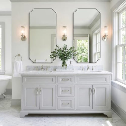 MIRRORART Brushed Nickel Bathroom Mirror 24x48'', Full-Length Wall Mirror
