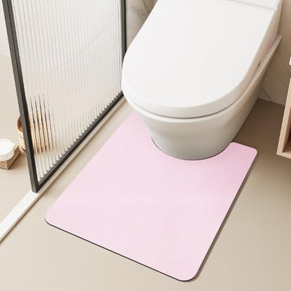TYUU Thin Toilet Rug, Bathroom Rugs Non Slip, 20x24 U Shape Pink