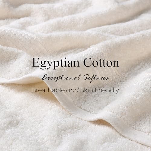 Superior Egyptian Cotton 9-Piece Towel Set, Assorted Towels for Home Bathroom, Guest Bath Decor Essentials, Includes 3 Bath, 3 Hand, 3 Face Towels/Washcloths, Quick Dry, Absorbent - Ivory