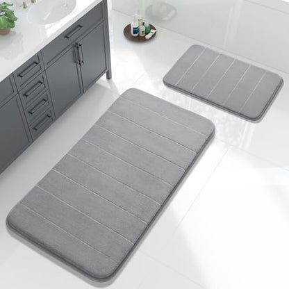 Yimobra Large Memory Foam Bathroom Mat Set, 44 x 24 & 24 x 17 in, Gray