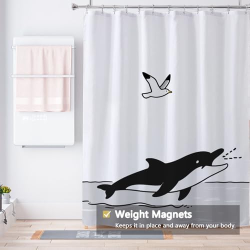 LLSCL Fabric Shower Curtain Liner with Magnets, Waterproof Hotel Quality, 72 x 72 Machine Washable