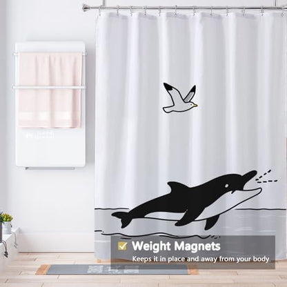 LLSCL Fabric Shower Curtain Liner with Magnets, Waterproof Hotel Quality, 72 x 72 Machine Washable