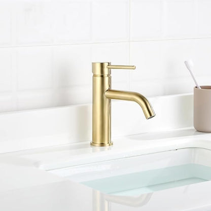 Rose Gold Brass Deck Mounted Single Handle Bathroom Faucet Hot Cold Mixer Sink Tap Modern Vanity Tapware Stylish Basin Faucet One Size，Matter Black One Size