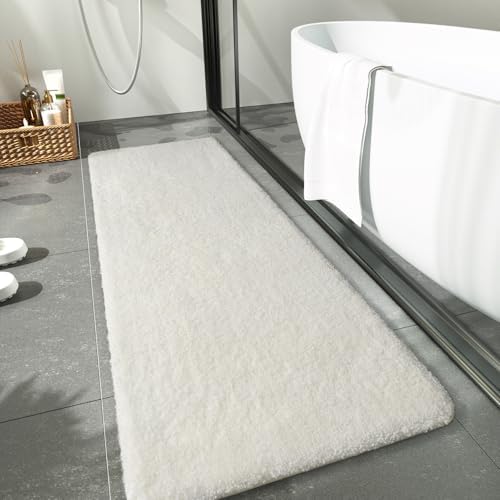 LOCHAS Bathroom Rug Runner 24x70 Inch, Bath Rugs Non Slip, Cream White