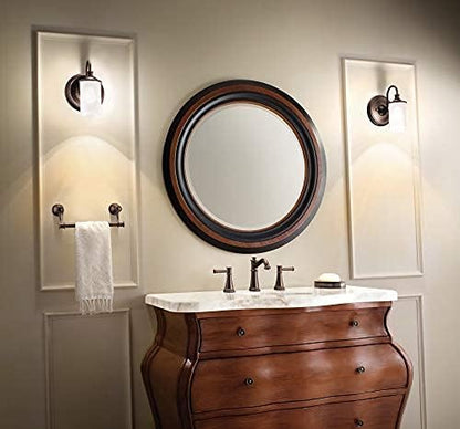 Moen YB6461ORB Belfield 1-Light Dual-Mount Bath Bathroom Vanity Fixture with Frosted Glass, Oil Rubbed Bronze