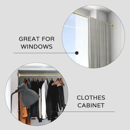 UIOSANRT Gold Shower Curtain Rod 35-66 Inches Non-Slip Shower Rod Tension Mounted No Drill , Adjustable Tension Curtain Rod for Windows Bathroom