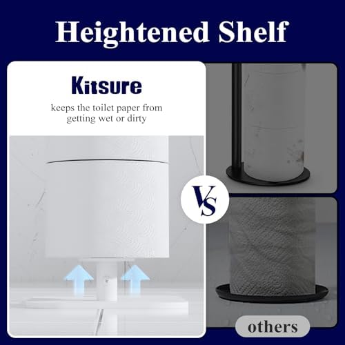 Kitsure Metal Toilet Paper Holder Free Standing, Medium, White