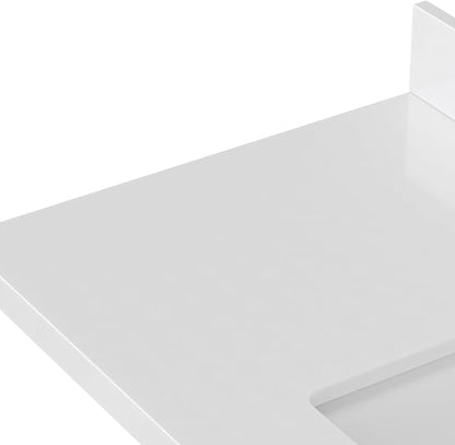 ARIEL Cambridge 36-inch Bathroom Vanity with Sink,Solid Wood, 1.5-inch Pure White Quartz Countertop, Single Rectangular Porcelain Sink, 2 Soft Closing Doors, 5 Dovetail Drawers, Vintage Green