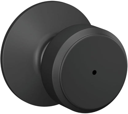 Schlage F40 BWE 622 Bowery Door Knob, Bed & Bath Privacy Lock, Matte Black