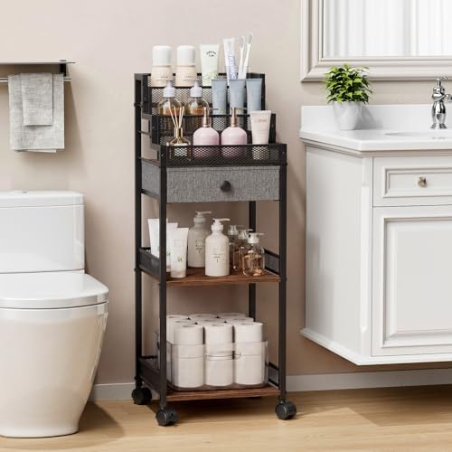 Plaviya Makeup Organizer Cart with Drawer for Vanity and Bathroom 13in