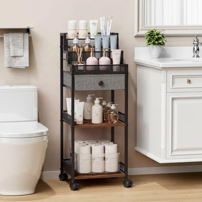 Plaviya Makeup Organizer Cart with Drawer for Vanity and Bathroom 13in