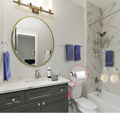6 Pieces Polished Chrome Bathroom Hardware Accessories Set, SUS304 Stainless Steel 24 Inch Bath Towel Bar Set, Round Bathroom Towel Holder Set, Towel Racks for Bathroom Wall Mounted