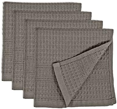 GILDEN TREE Waffle Towels Wash Cloths for Showering, Exfoliating Washcloth Face Towels, Quick Dry Towel Cotton Washcloths Set of 4, Classic Style (Stone Greige)