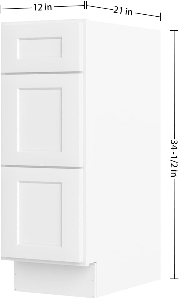 Furinno Shaker Bath Vanity Cabinet Without Top, Ready to Assemble, 21 D x 12 W x 34.5 H, White