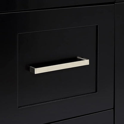 ARIEL Hamlet 60-inch Bathroom Vanity Base Cabinet,Solid Wood, 4 Soft Closing Doors, 3 Dovetail Drawers, Brushed Nickel, Black