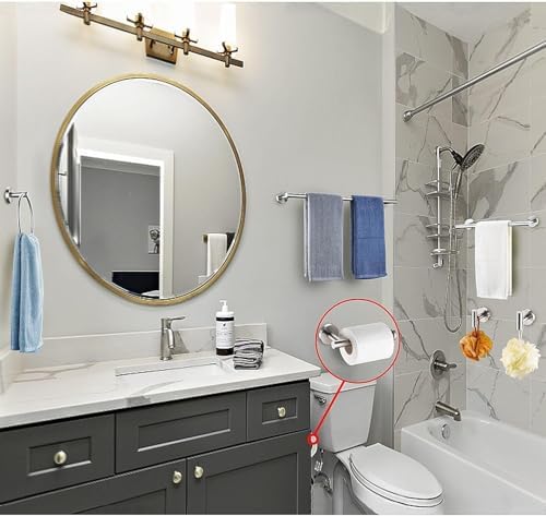 6 Pieces Brushed Nickel Bathroom Hardware Accessories Set, SUS304 Stainless Steel 24 Inch Bath Towel Bar Set, Round Bathroom Towel Holder Set, Towel Racks for Bathroom Wall Mounted