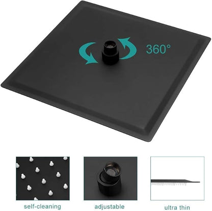 Lordear Rain Shower Heads High Pressure, Rainfall Showerhead for Bathroom Fixed Mount, 10 Inch Large Square High Flow Shower Head (Matte Black)