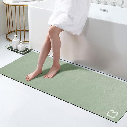 sage Green Long Stone Bath Mats for Bathroom Large Bathroom Rugs,15.7"x47"
