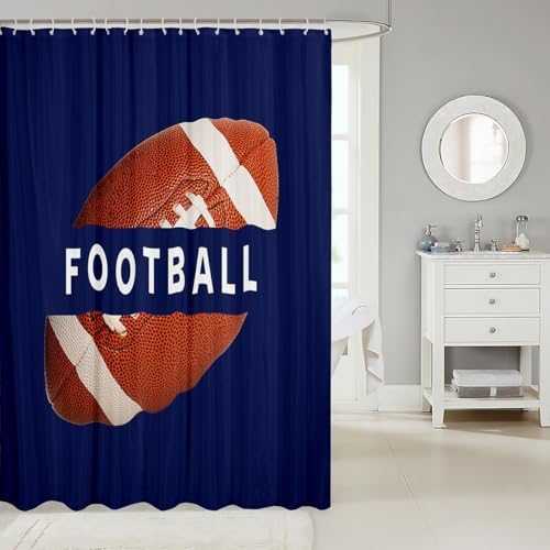 jejeloiu Shower Curtain 72"x78" Football Bath Curtain for Boys Girls Teens Gaming Sports Women Men Gift for Football Lover Kids Bathroom Accessories