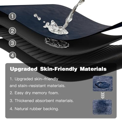 TYUU Thin Bath Mat Runner, Long Bathroom Rugs Non Slip, 24x70 Navy Blue