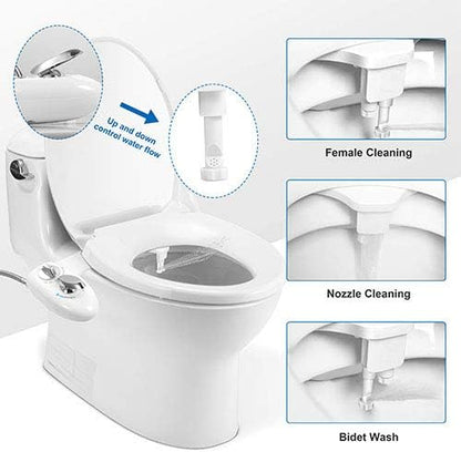 iMounTEK Fresh Cold Water Spray Bidet, Self-Cleaning Dual Nozzle Bidet, Water Pressure Control Handle & Mode Switch, Frontal Rear/Feminine Wash, Non-Electric Mechanical Toilet Seat Cover Attachment