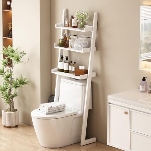 3-Tier Bathroom Over Toilet Storage for Small Space (White)