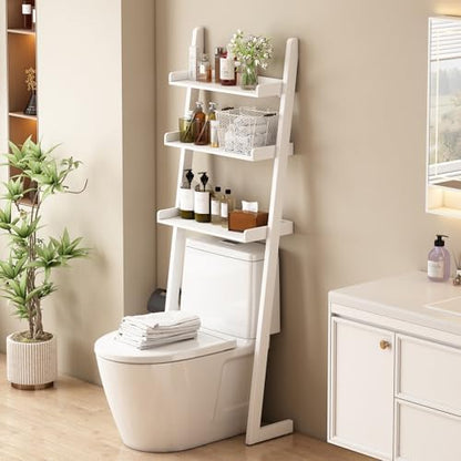 3-Tier Bathroom Over Toilet Storage for Small Space (White)