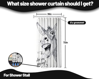 Small Stall Shower Curtain Rv Funny Donkey, 36 x 72 Inchs