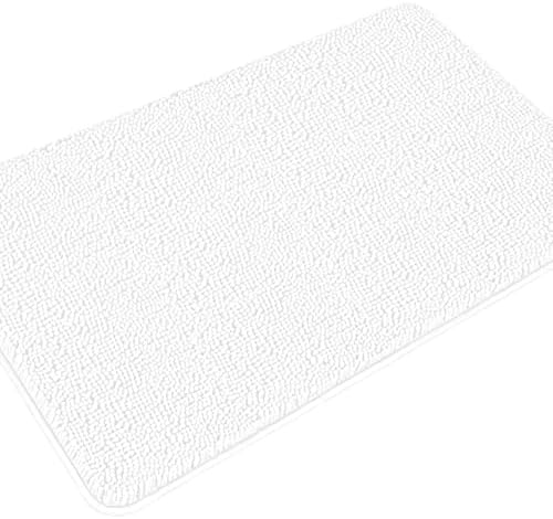 Yeaban Chenille White Bathroom Rug 30"x50",Non-Slip Rubber Backing