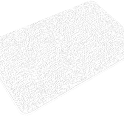 Yeaban Chenille White Bathroom Rug 30"x50",Non-Slip Rubber Backing
