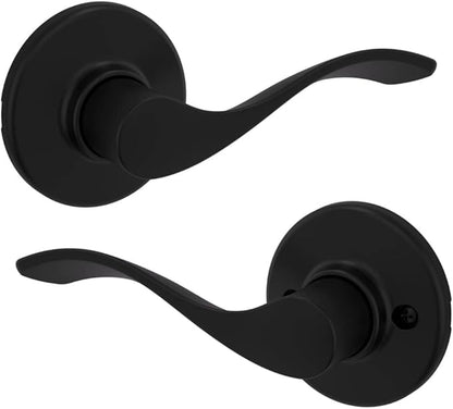 Kwikset Balboa Interior Passage Door Handle, Lever For Closet and Hallway Doors, Reversible Non-Locking Handle Lever, Matte Black