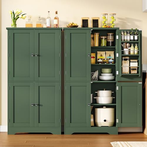 Pantry Cabinet with 4 Doors, Kitchen Storage Cabinet with Door Shelves,