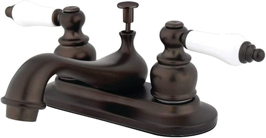 Kingston Brass KB605B Victorian Centerset Lavatory Faucet Retail Pop-Up, 4", Oil Rubbed Bronze